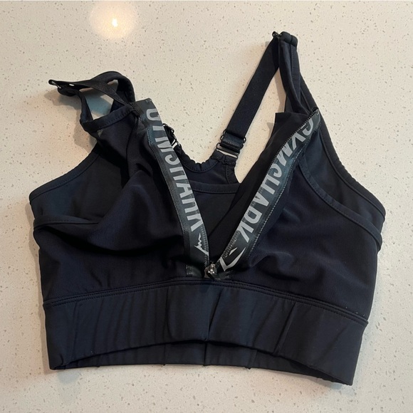 Gymshark Front Zip Sports Bra in Black Size XS - Picture 3 of 4